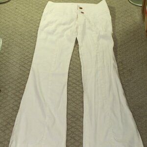 Vintage Bebe Women's 4 White Flared Linen Pants